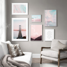 Load image into Gallery viewer, Wall Art Canvas Painting Pink Sky Rainbow Mountain Dream Bridge Nordic Posters And Prints Wall Pictures For Living Room Decor