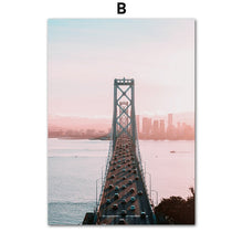 Load image into Gallery viewer, Wall Art Canvas Painting Pink Sky Rainbow Mountain Dream Bridge Nordic Posters And Prints Wall Pictures For Living Room Decor
