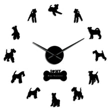 Load image into Gallery viewer, Wire Fox Terrier Dog Silent Quartz DIY Wall Clock Doggie Silhouette Gift For Dog Lovers Mirror Surface Clock Watch Pet Shop Deco