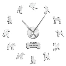 Load image into Gallery viewer, Wire Fox Terrier Dog Silent Quartz DIY Wall Clock Doggie Silhouette Gift For Dog Lovers Mirror Surface Clock Watch Pet Shop Deco