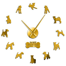 Load image into Gallery viewer, Wire Fox Terrier Dog Silent Quartz DIY Wall Clock Doggie Silhouette Gift For Dog Lovers Mirror Surface Clock Watch Pet Shop Deco